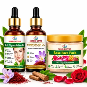 Kit for Pigmentation - Anti Pigmentation Oil, Kumkumadi Oil and Rose Face Pack by Surbhi Utpad