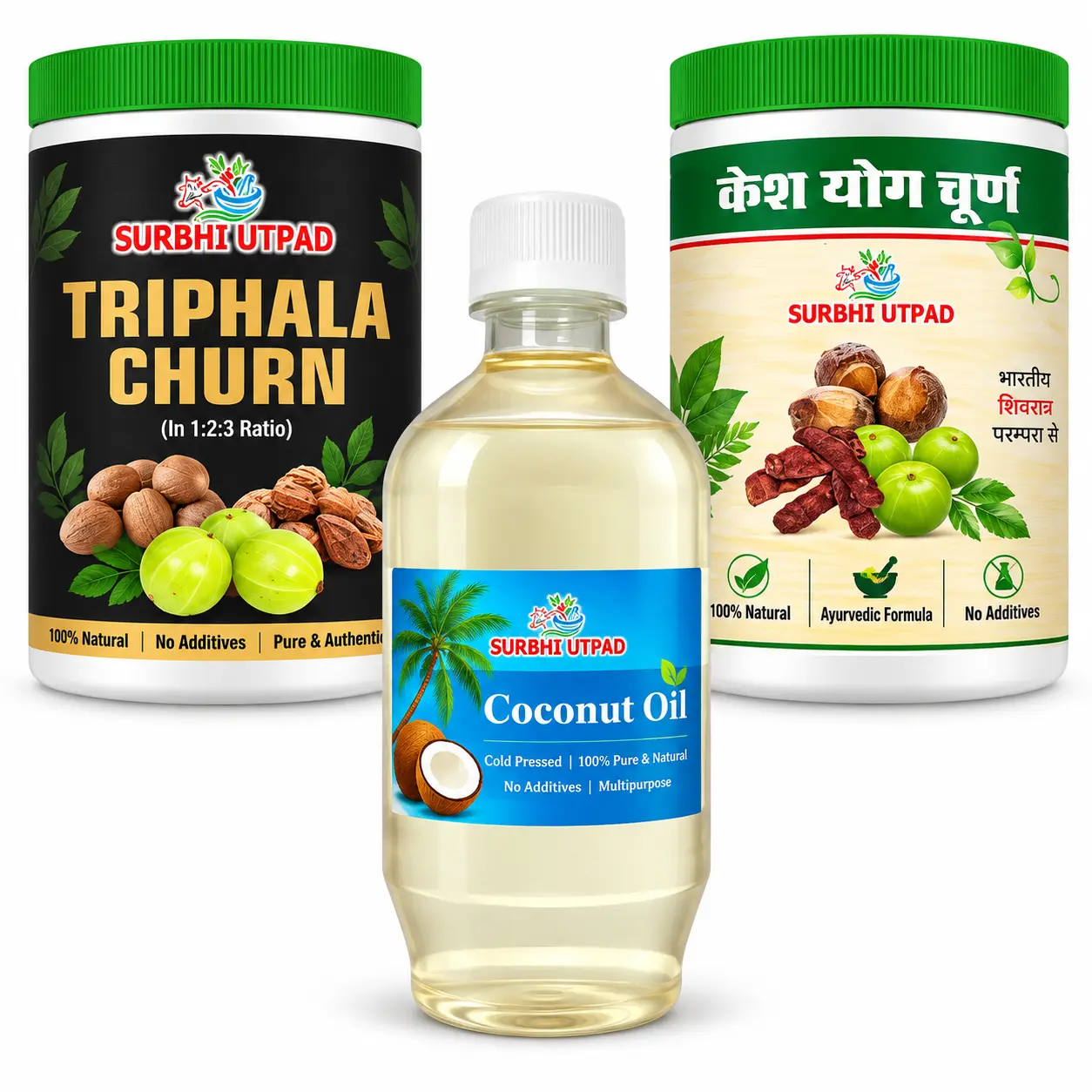 Kit-for-Black-Hair Kit for Black Hair - Triphala Churn, Kesh Yog Churn and Coconut Oil combo by Surbhi Utpad